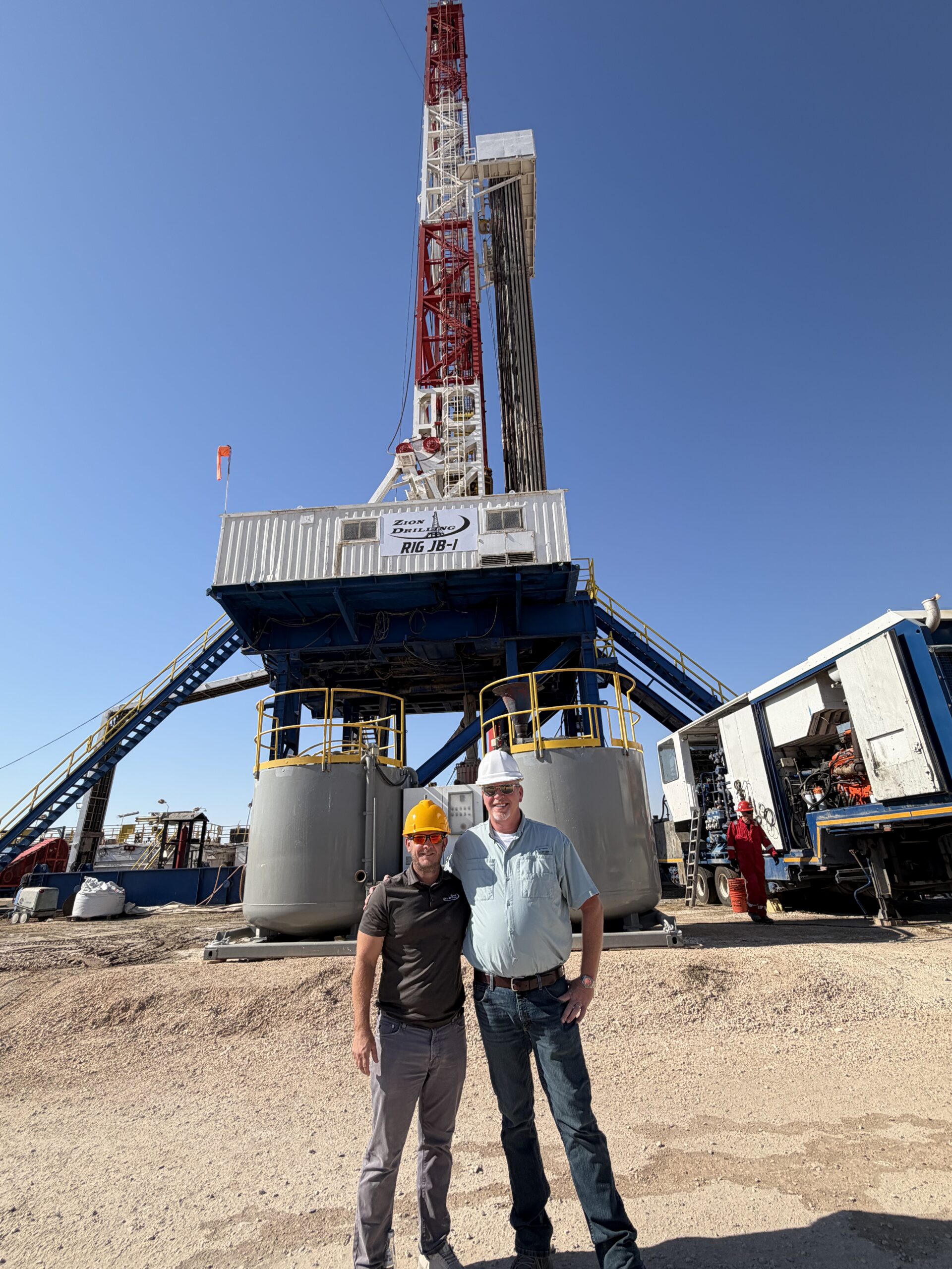 Rob Dunn and Monty Kness at the MJ-02 drilling rig